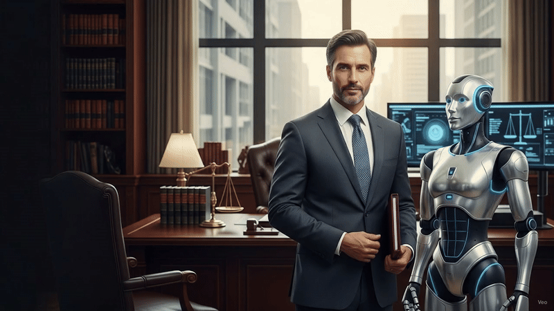 Modern hukuk bürosunda avukat ve yapay zeka teknolojisi ile dijital çözümler